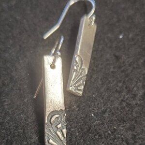 Handmade Fine Silver Dainty Rectangle Earrings